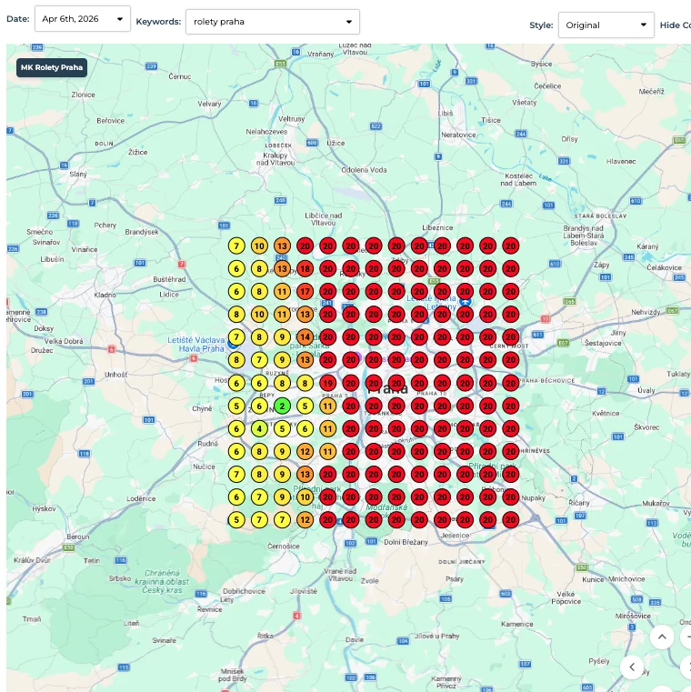 MK Rolety Praha - duben 2026, převaha červené (špatné pozice)
